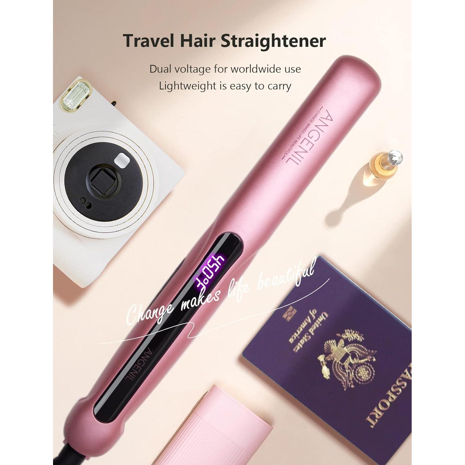 Plancha de Pelo Cerámica ANGELIL 2 en 1 1 Pulgada Rosa