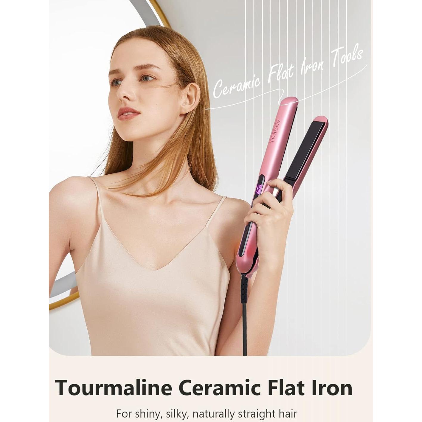 Plancha de Pelo Cerámica ANGELIL 2 en 1 1 Pulgada Rosa