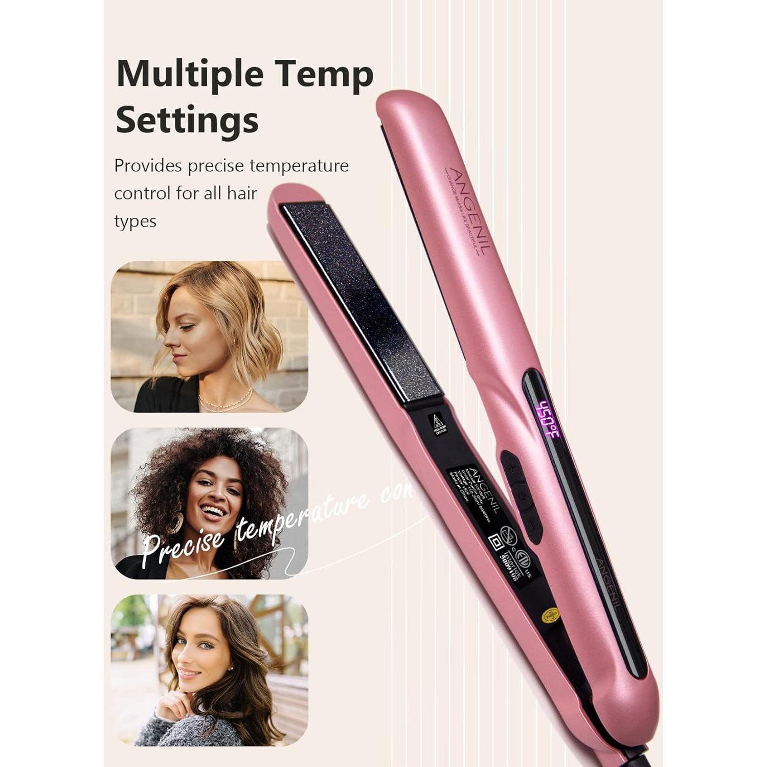 Plancha de Pelo Cerámica ANGELIL 2 en 1 1 Pulgada Rosa