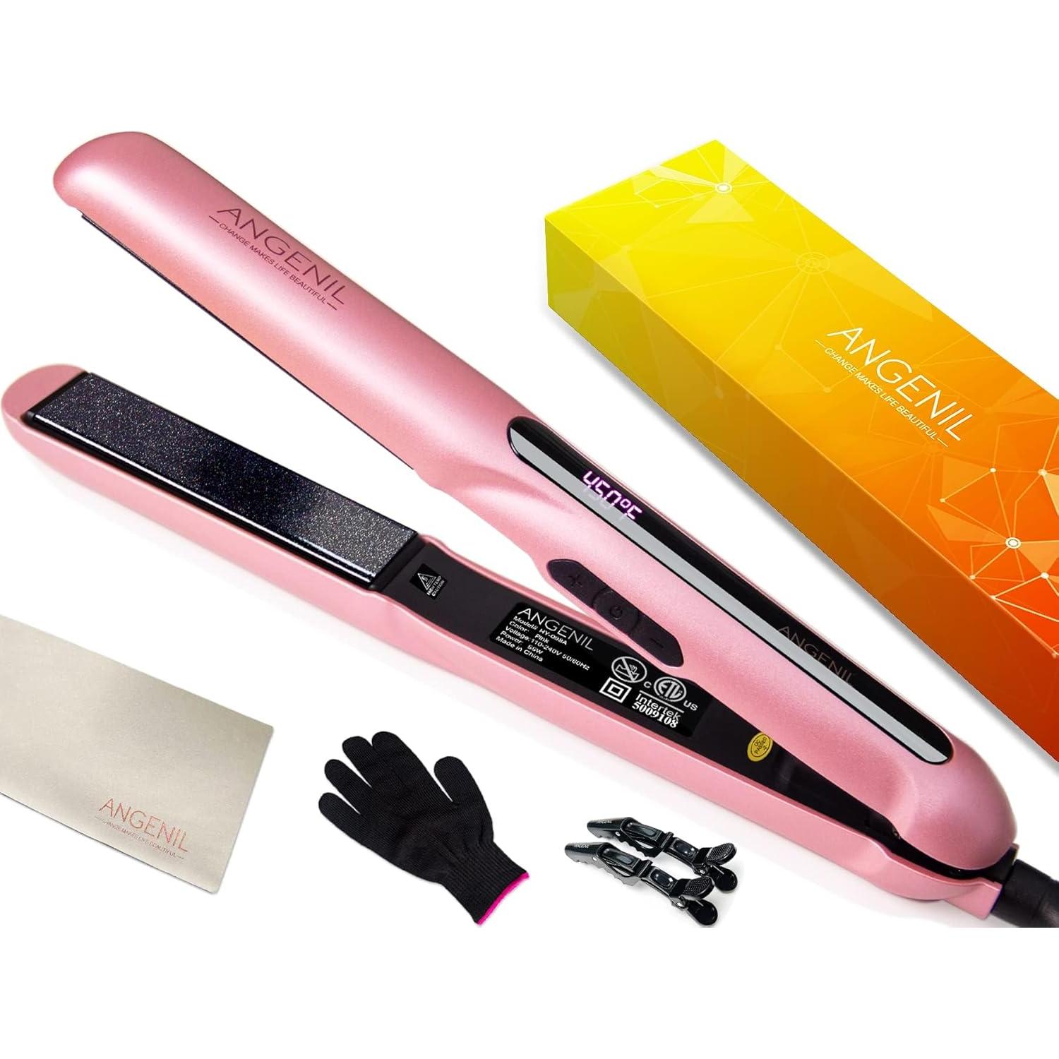 Plancha de Pelo Cerámica ANGELIL 2 en 1 1 Pulgada Rosa