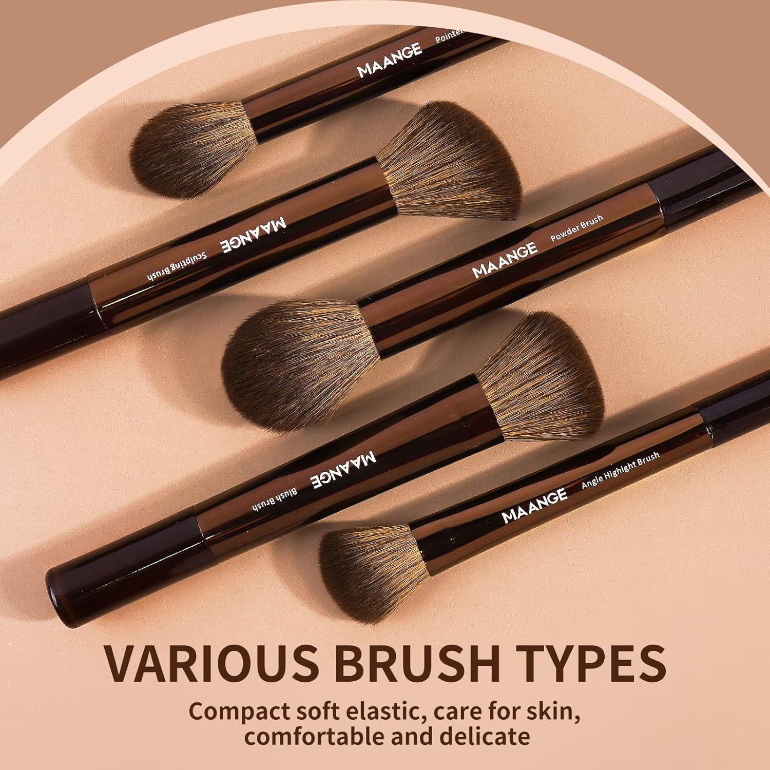 Set de 14 Brochas de Maquillaje MAANGE Sintéticas Premium