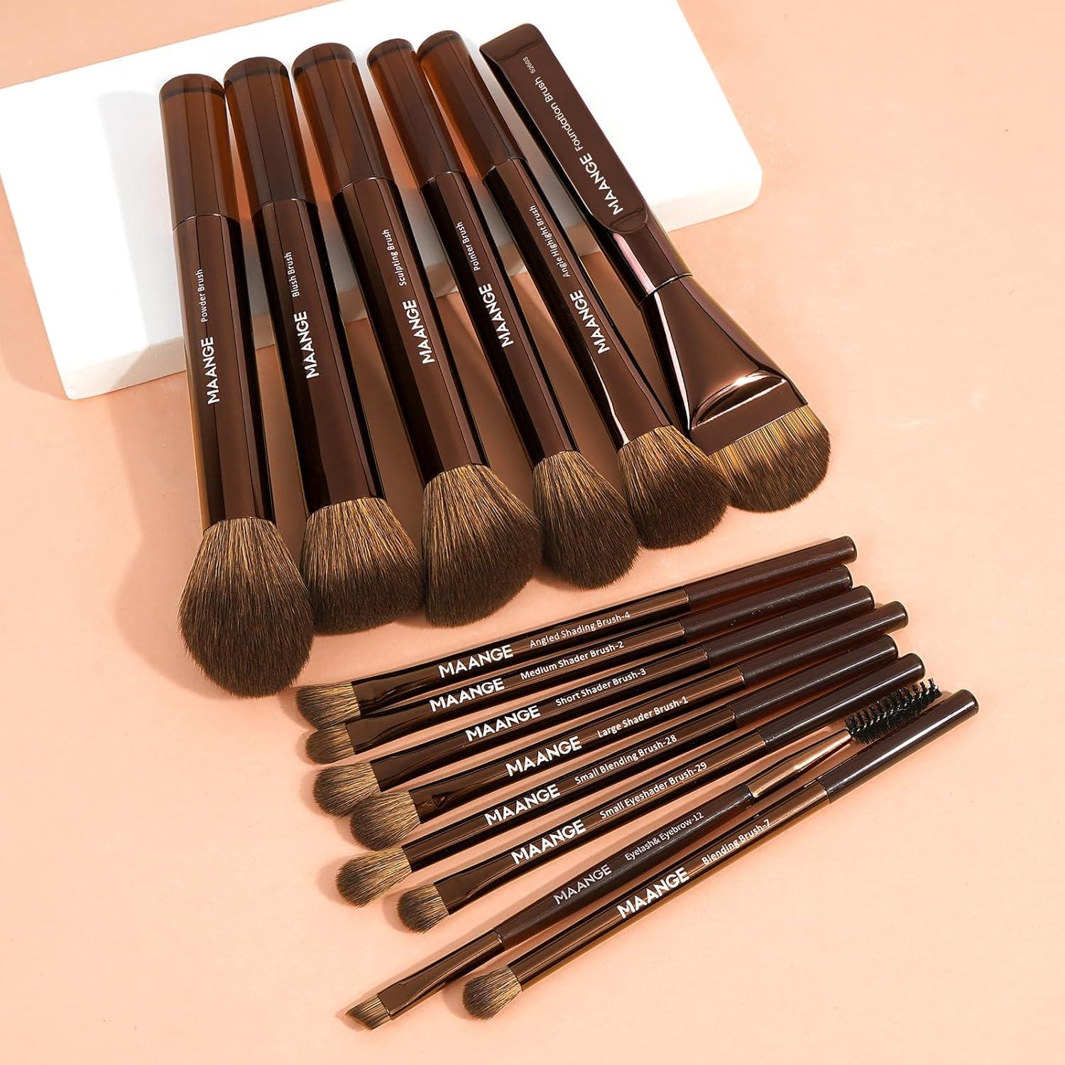 Set de 14 Brochas de Maquillaje MAANGE Sintéticas Premium