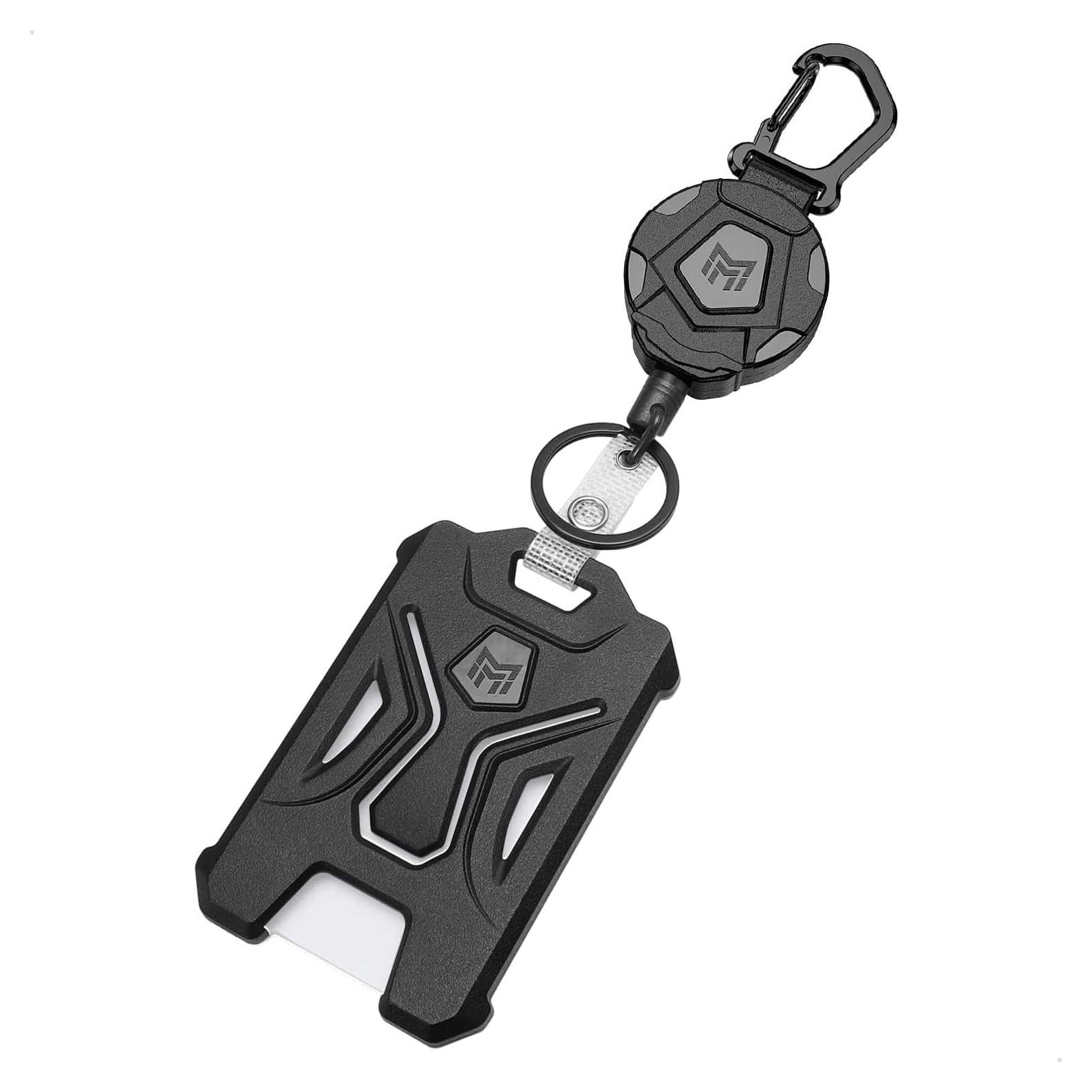 MNGARISTA Soporte Retráctil para Insignias y Llavero Negro