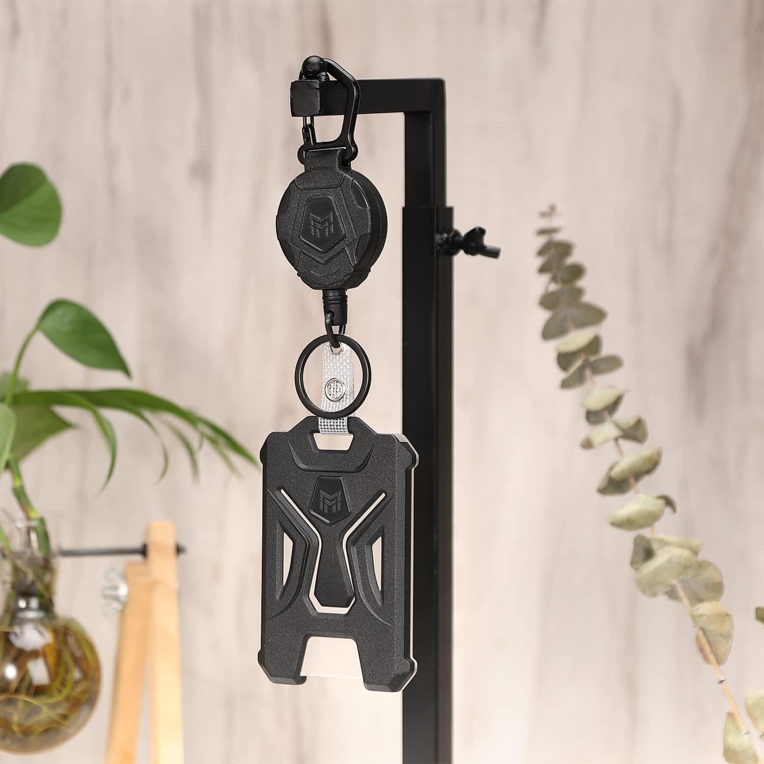 MNGARISTA Soporte Retráctil para Insignias y Llavero Negro