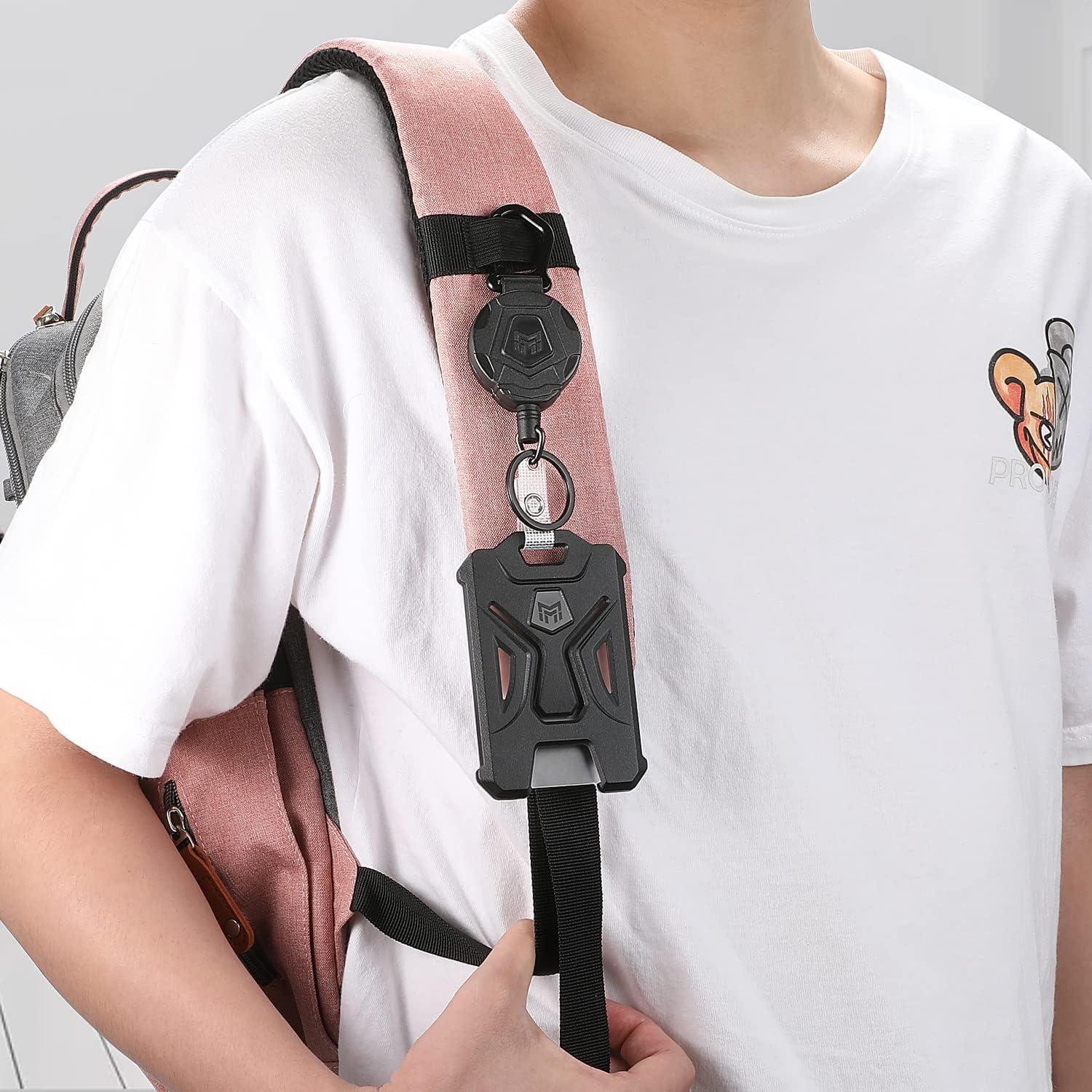 MNGARISTA Soporte Retráctil para Insignias y Llavero Negro