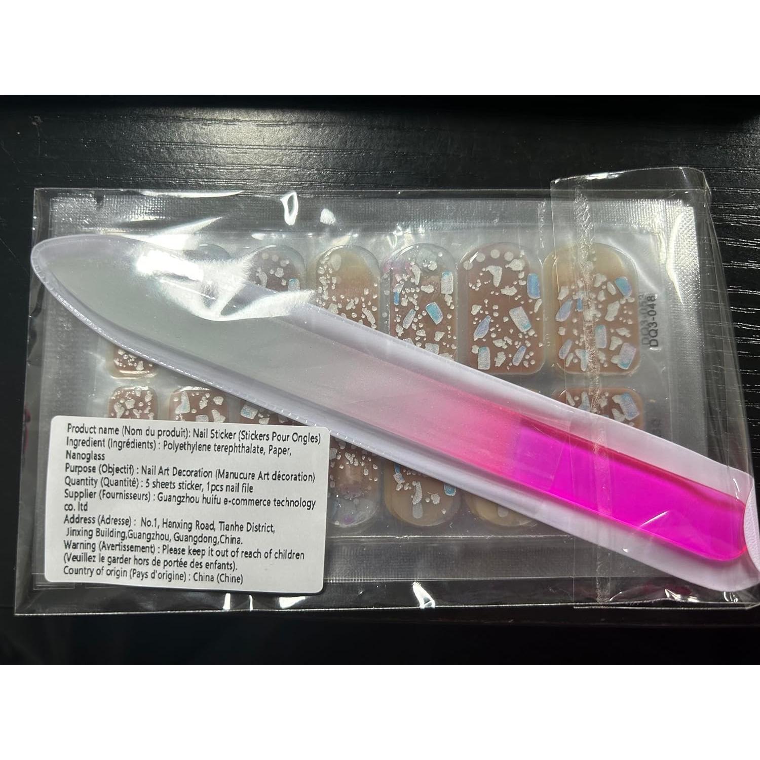 Pegatinas de Uñas SIUSIO 70 Pcs con Lima de Cristal 11.5cm