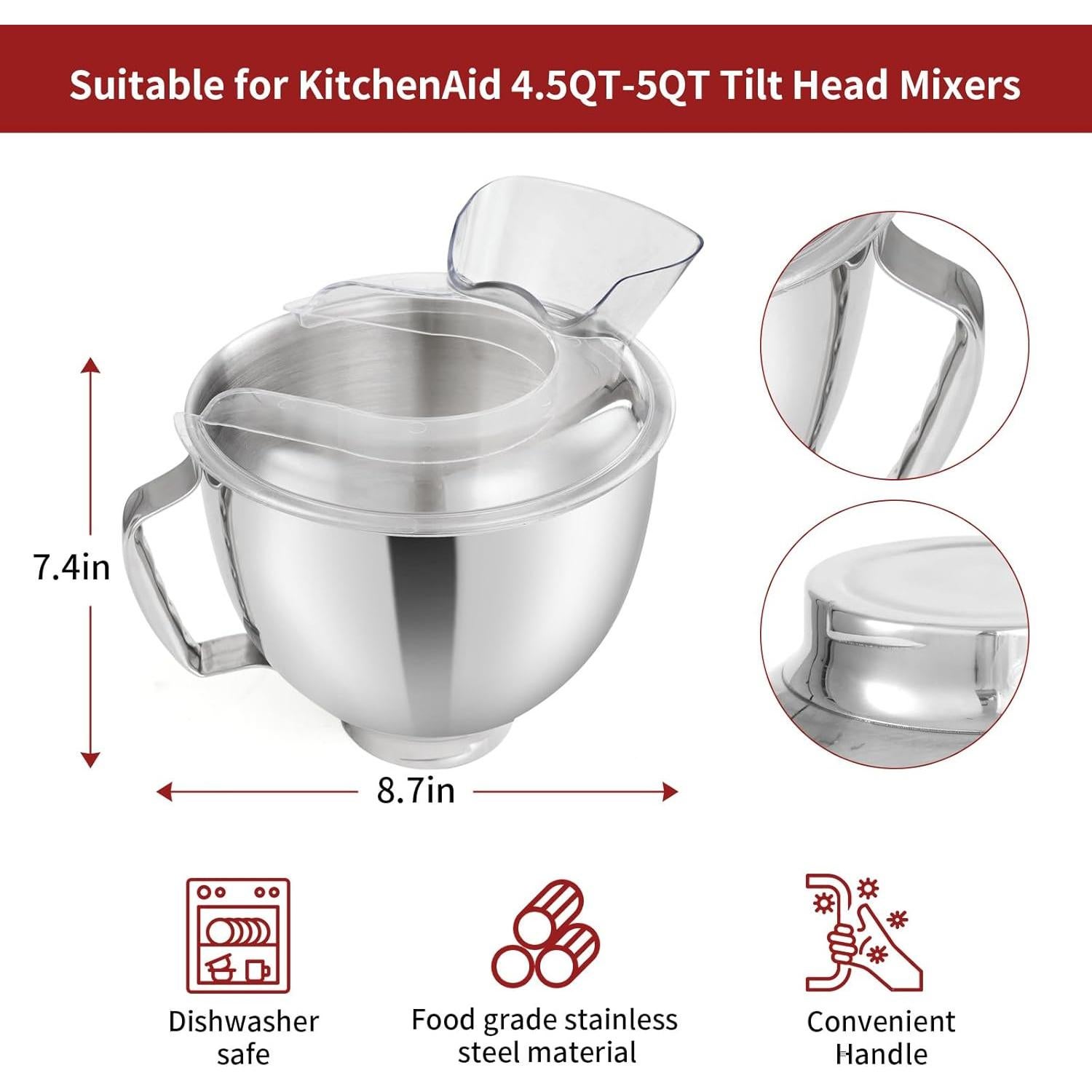 Tazón de Acero Inoxidable 5QT Gdrtwwh con Protección para Vertido KitchenAid