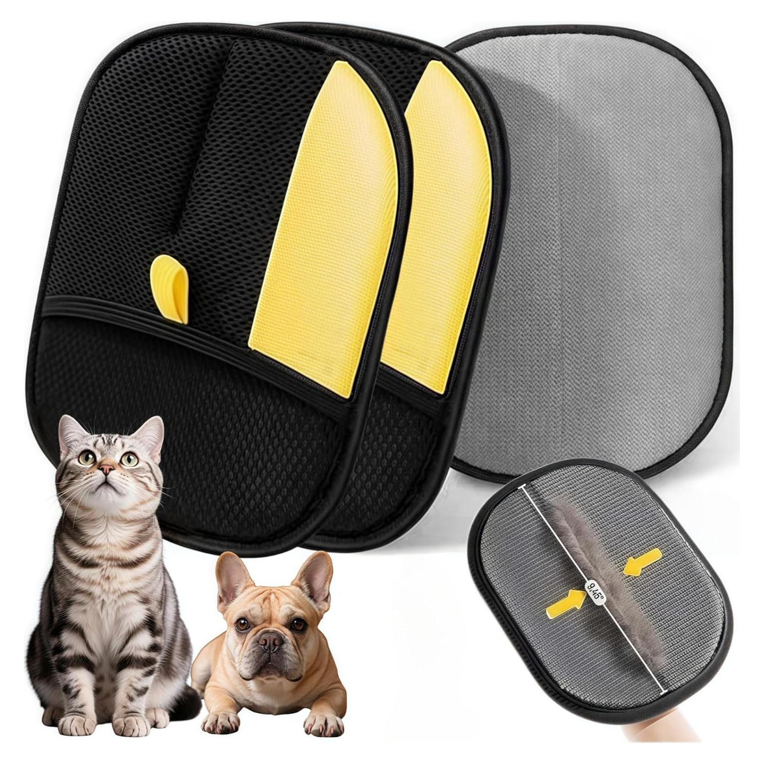 Pet Hair Removal Glove,2025 Nnew Electrostatic Gloves Pet Hair for Cats&Dogs，Reusable Double Sided Pet Hair Remover Electrostatic Gloves，Cat Hair Glove for Couch, Furniture, Carpet, Car Seat (1)