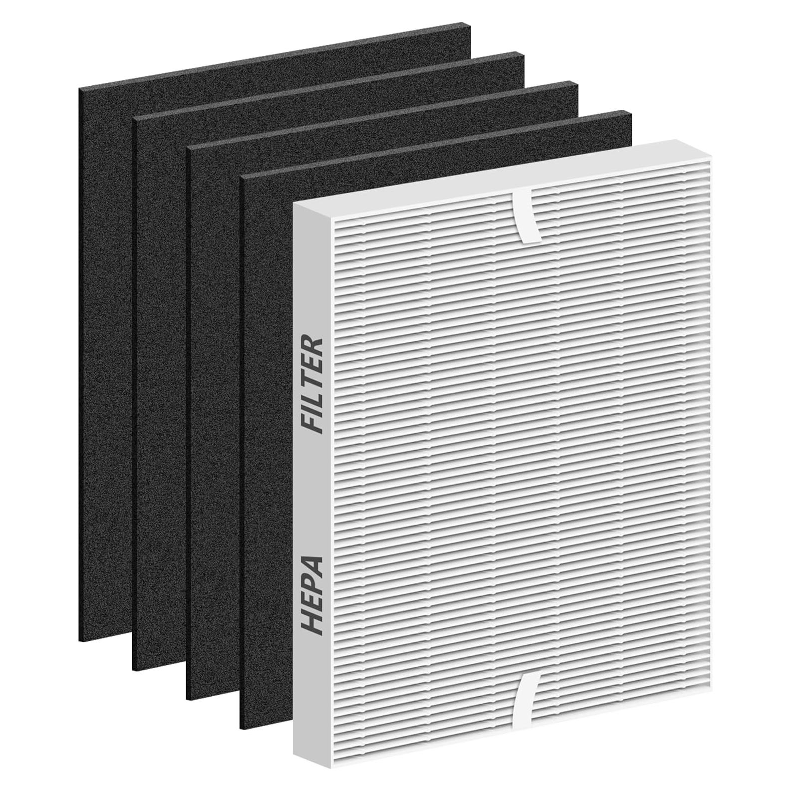 Improvedhand AP-1512HH Replacement Filter for Coway Airmega Puri-fier AP-1512HH-FP AP-1518R AP-1519P, 1 Pack H13 True High Efficiency Filter&4 Pack Activated Carbon Pre-Filter, Replace Part # 3304899