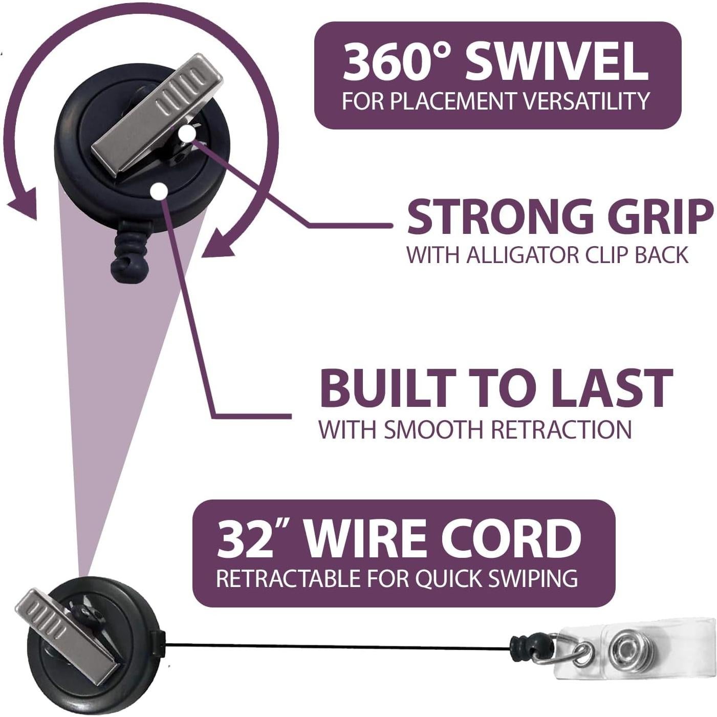 Porta Credencial Retráctil ID AVENUE Brillante 81 cm Clip 360°