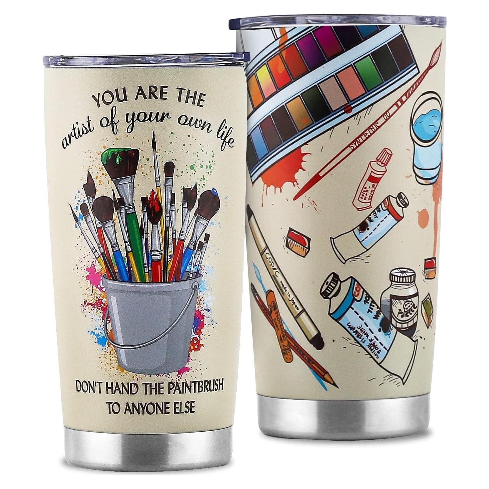 Artist Gifts for Women - Teacher and Art Lover Presents - Stainless Steel Coffee Tumbler - 20oz Cup With Lid for Traveling