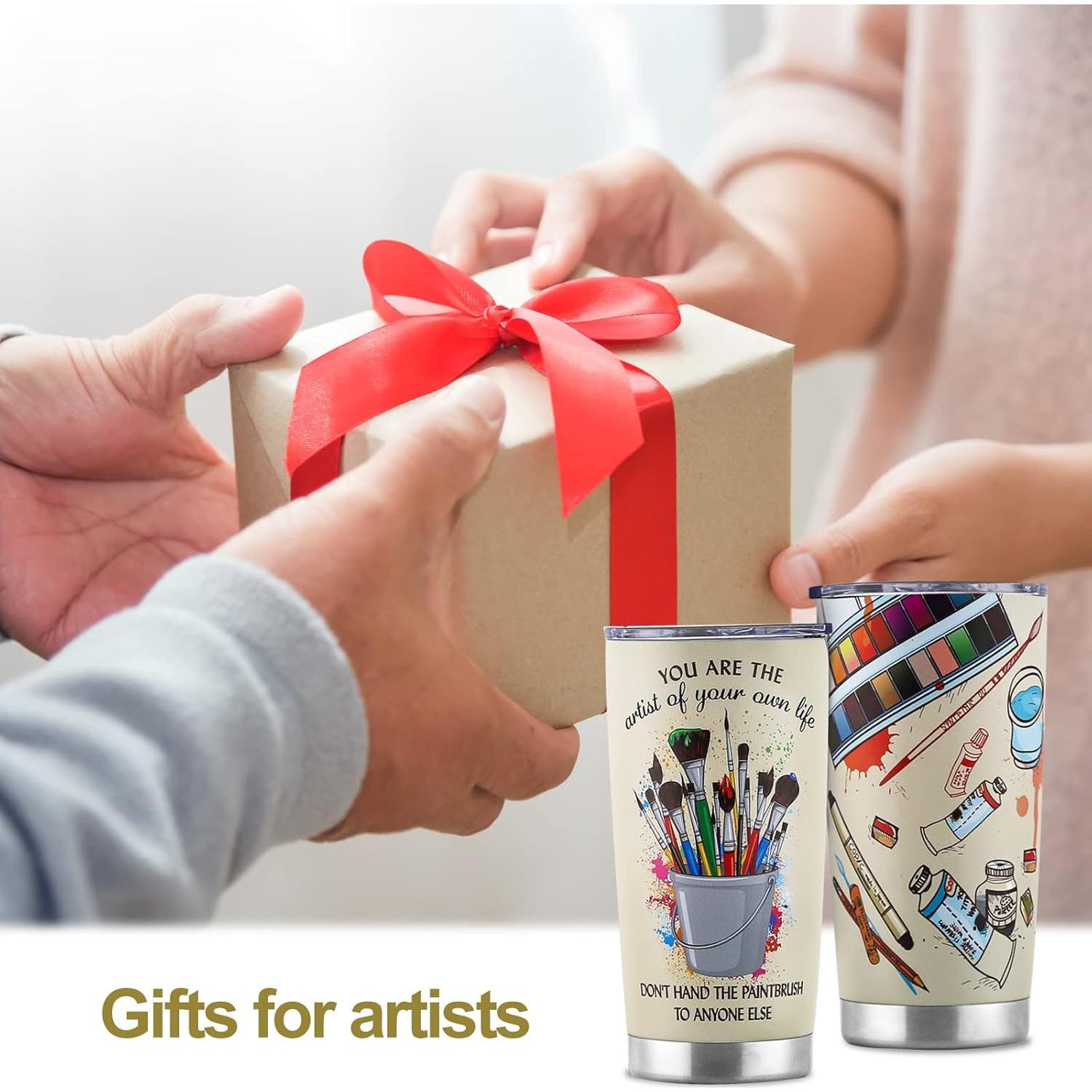 Artist Gifts for Women - Teacher and Art Lover Presents - Stainless Steel Coffee Tumbler - 20oz Cup With Lid for Traveling