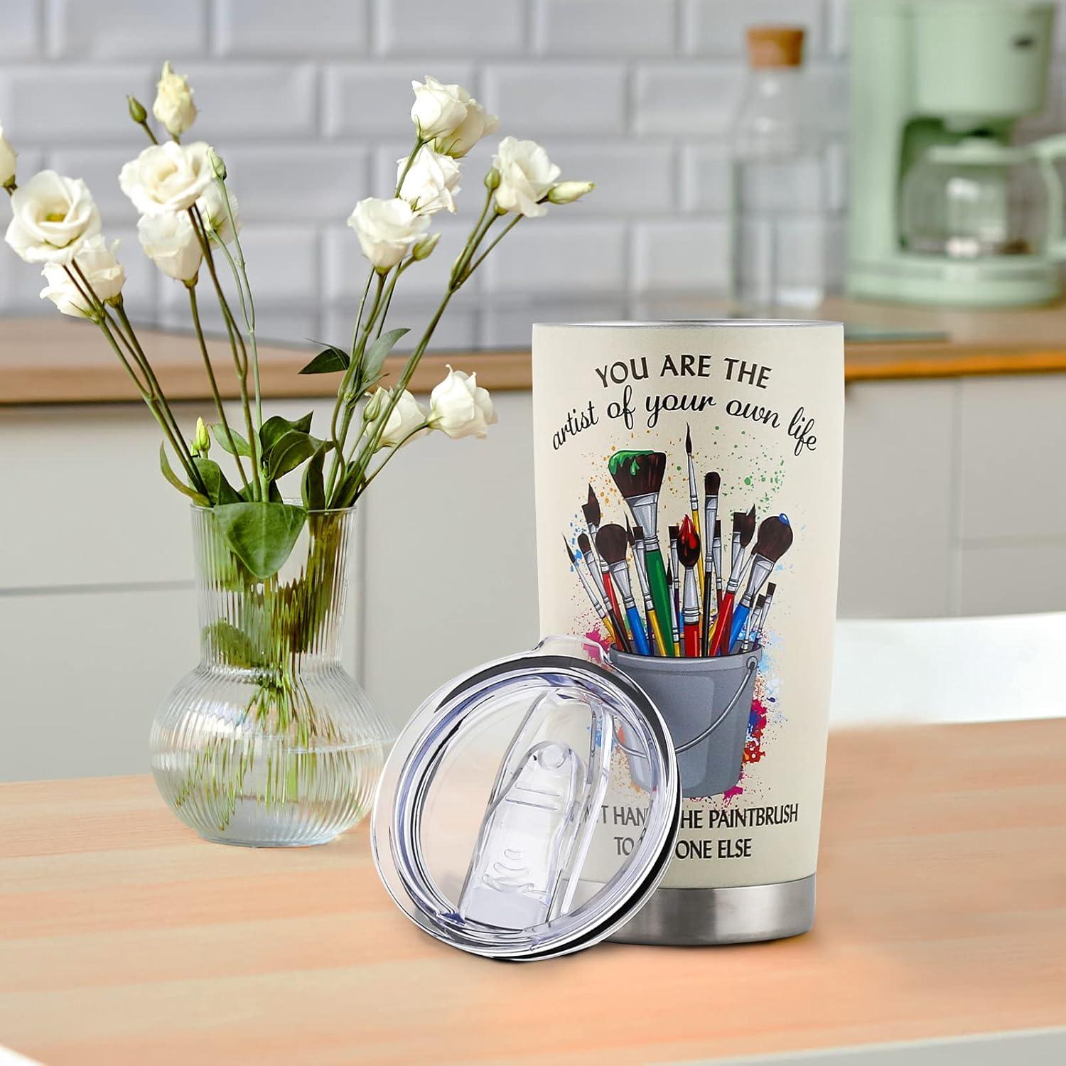 Artist Gifts for Women - Teacher and Art Lover Presents - Stainless Steel Coffee Tumbler - 20oz Cup With Lid for Traveling