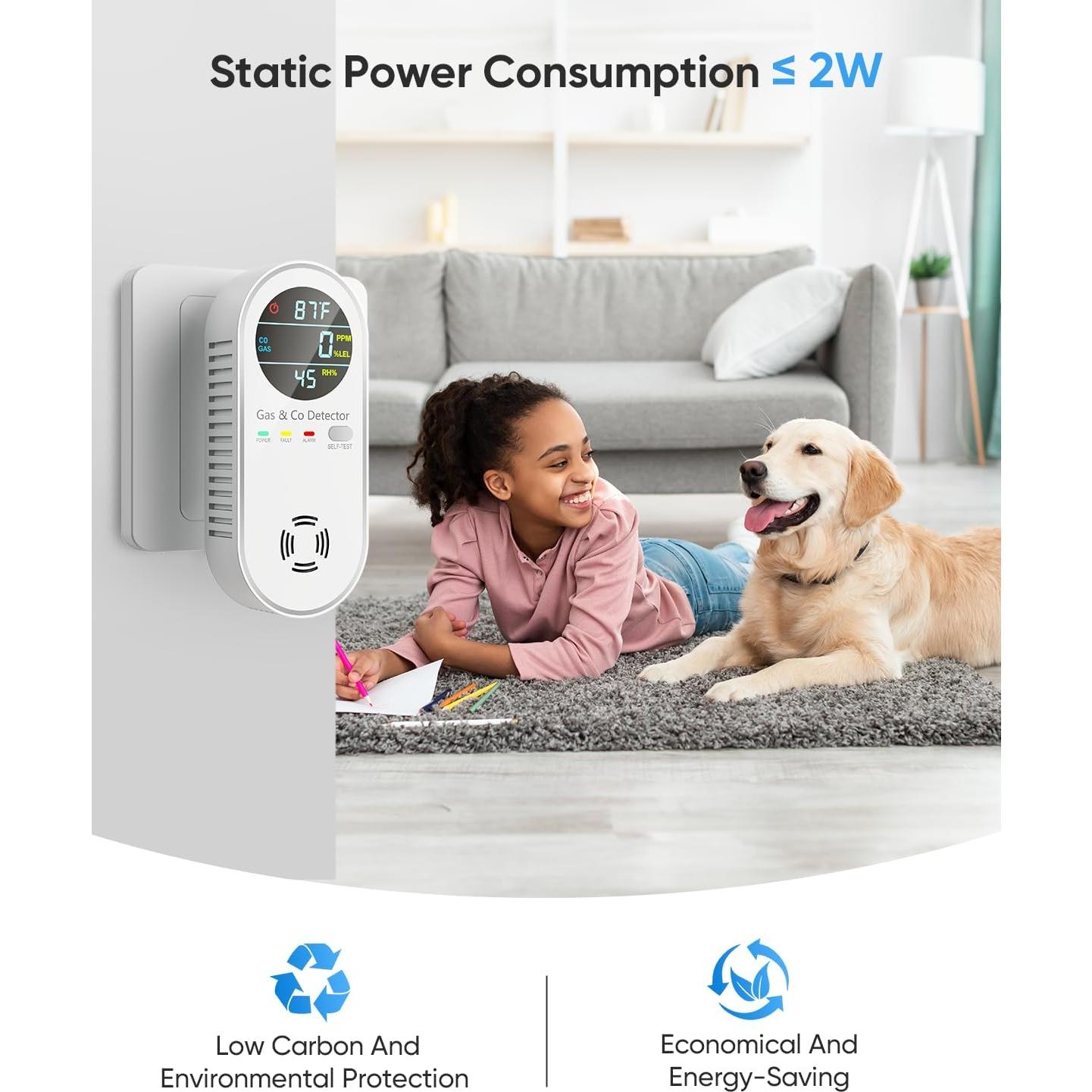 Detector de Monóxido de Carbono y Gas Natural Vilfet 4-en-1