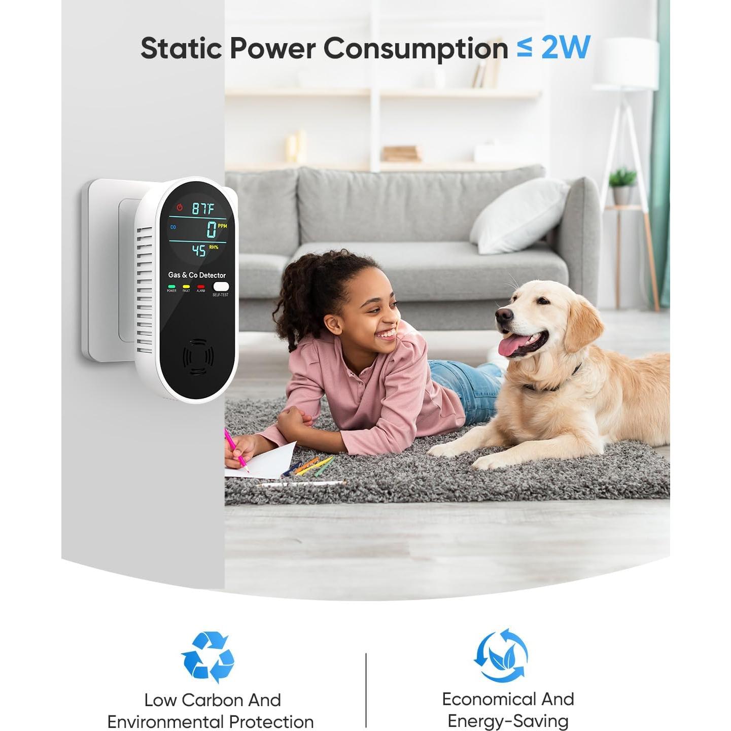 Detector de Monóxido de Carbono y Gas Natural Vilfet 4-en-1