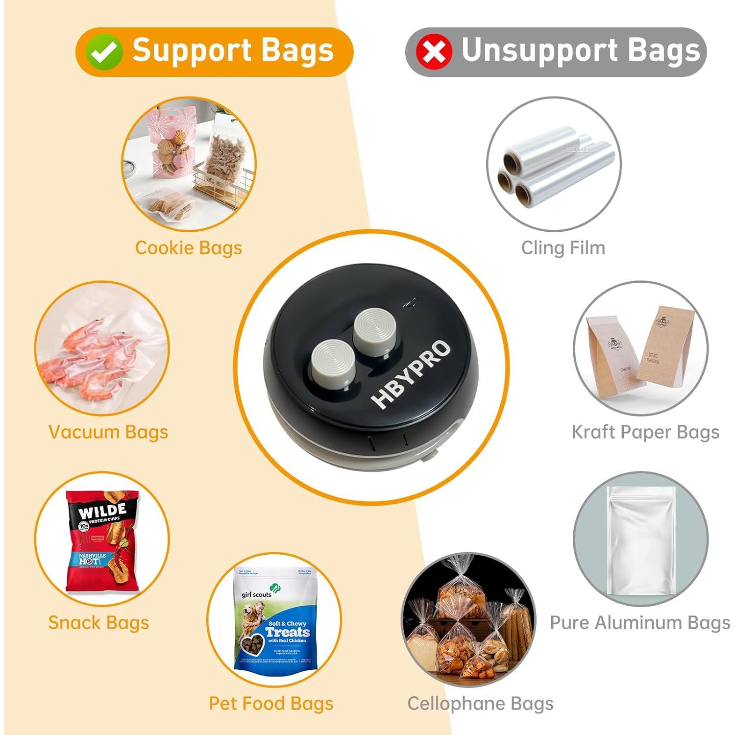 Sello de Bolsas Recargable HBYPRO 2 en 1 Negro - Cortador y Sellador