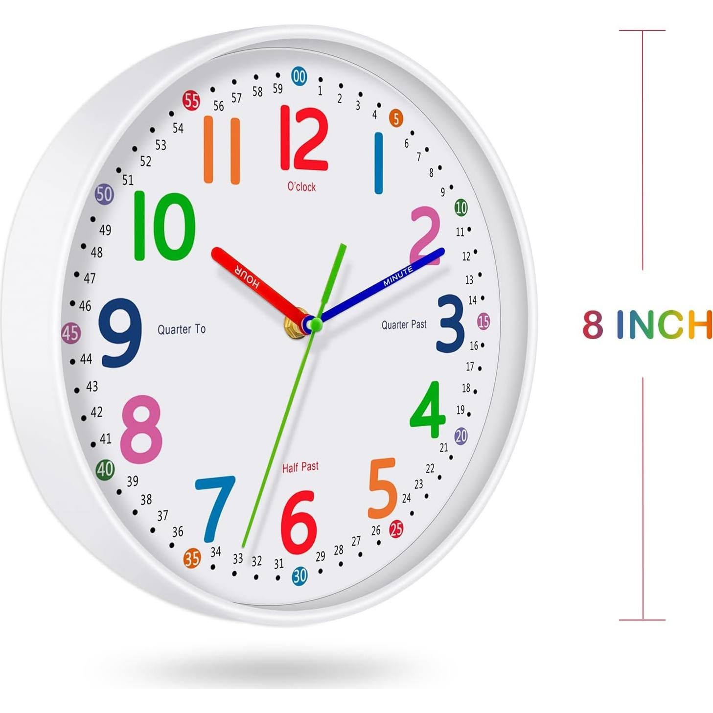 Reloj de Pared Silencioso Lantoo 20.32 cm para Niños