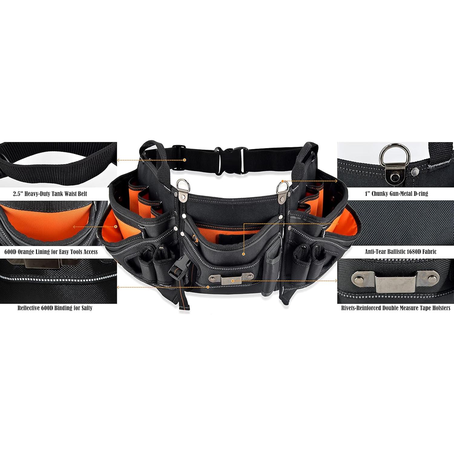 Cinturón de Herramientas Welkinland 18 Bolsillos Naranja