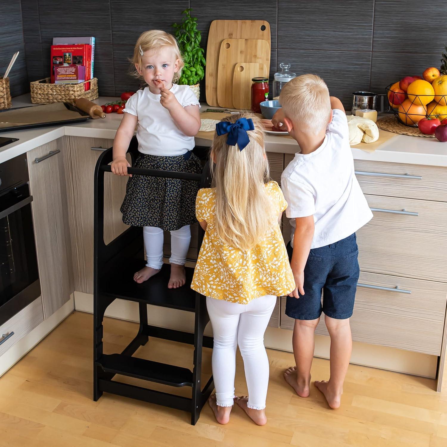 Torre Montessori Ajustable Sweet Home para Niños - Negro