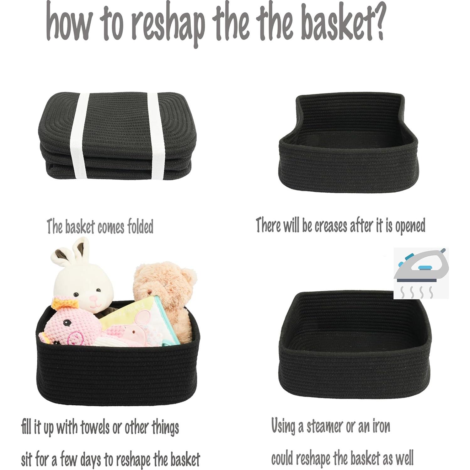 Cestas de Almacenamiento Tejidas XUANGUO 30x20x12 cm 3 Piezas