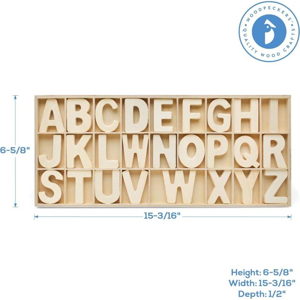 Bandeja de Letras de Madera ABC Woodpeckers 104 Piezas