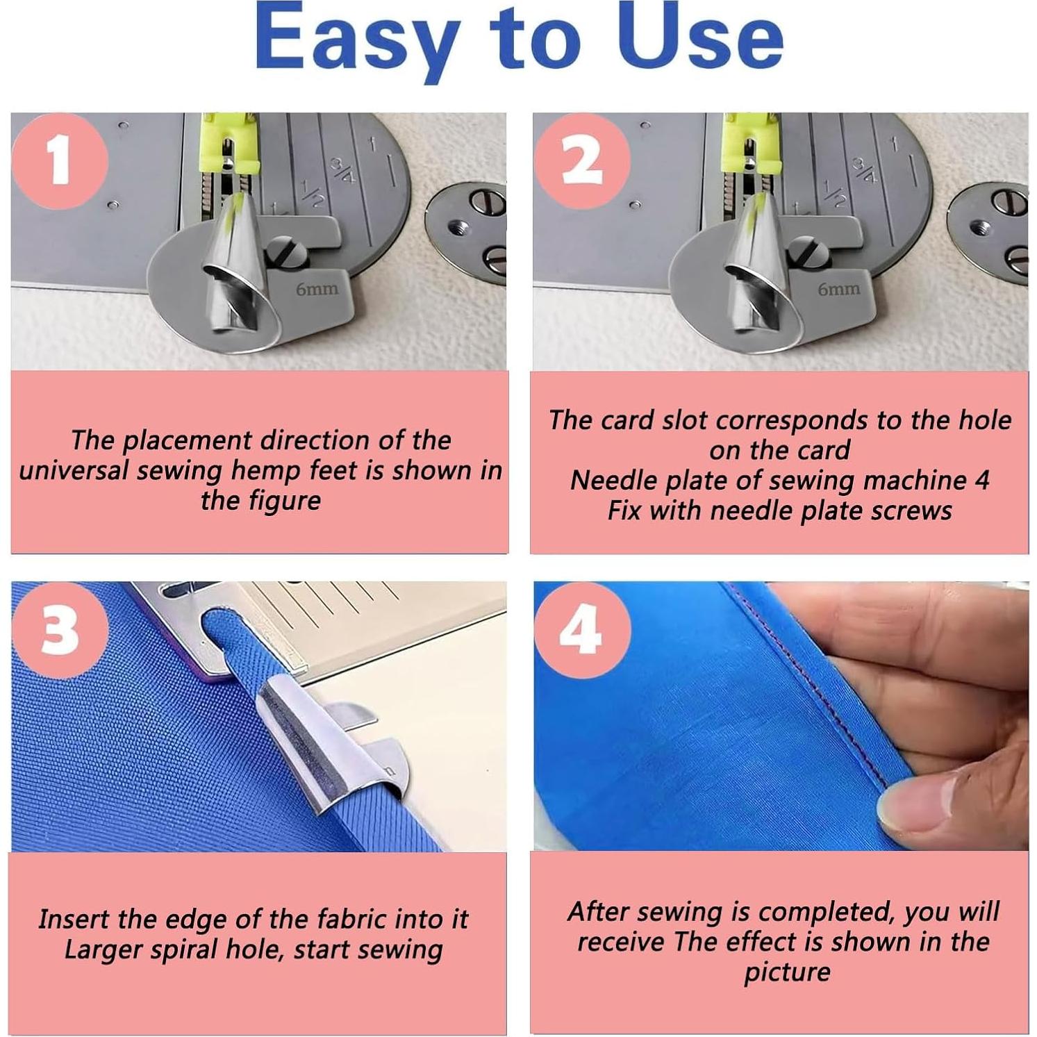 Pie de Prensatelas para Dobladillo Enrollado TOOVREN 8 Piezas 3-10mm