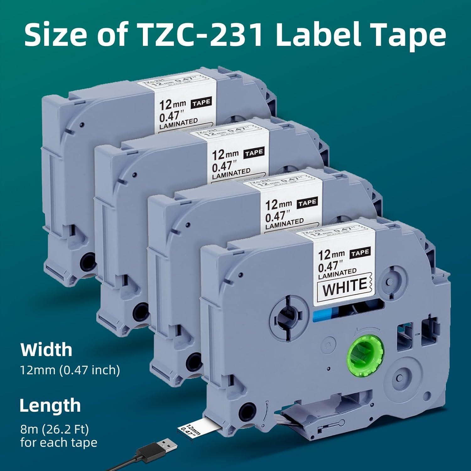 Cinta de Etiqueta Laminada LFPERT 12mm Blanca - Paquete de 4