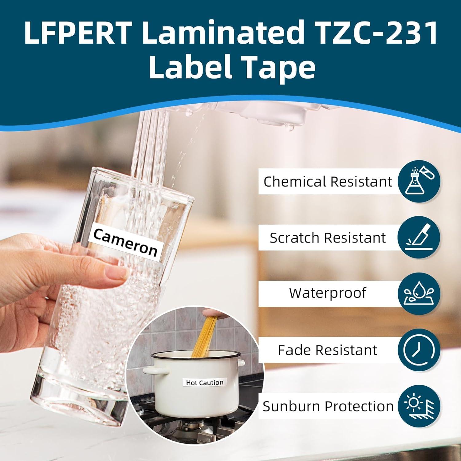 Cinta de Etiqueta Laminada LFPERT 12mm Blanca - Paquete de 4