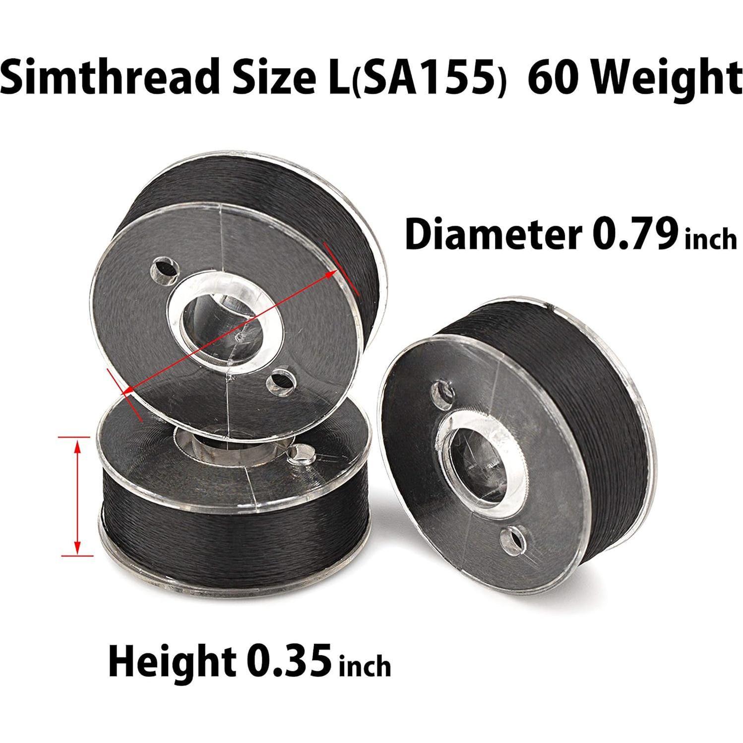 Hilo de Bobina Preenrollado Simthread 60WT L Negro 144 Piezas