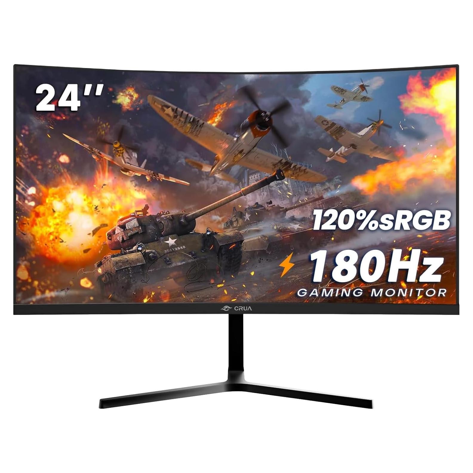 Monitor Curvo para Juegos CRUA 24" FHD 180Hz 120% sRGB