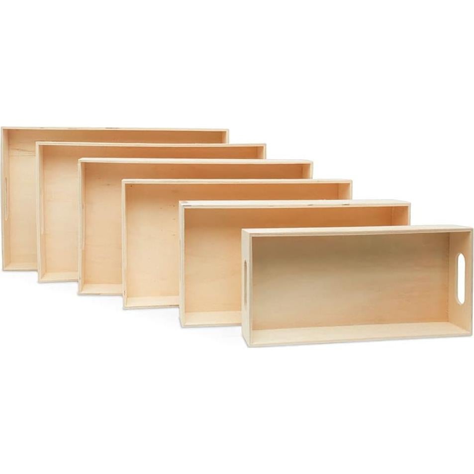 Juego de 6 Bandejas de Madera Sin Terminar Woodpeckers