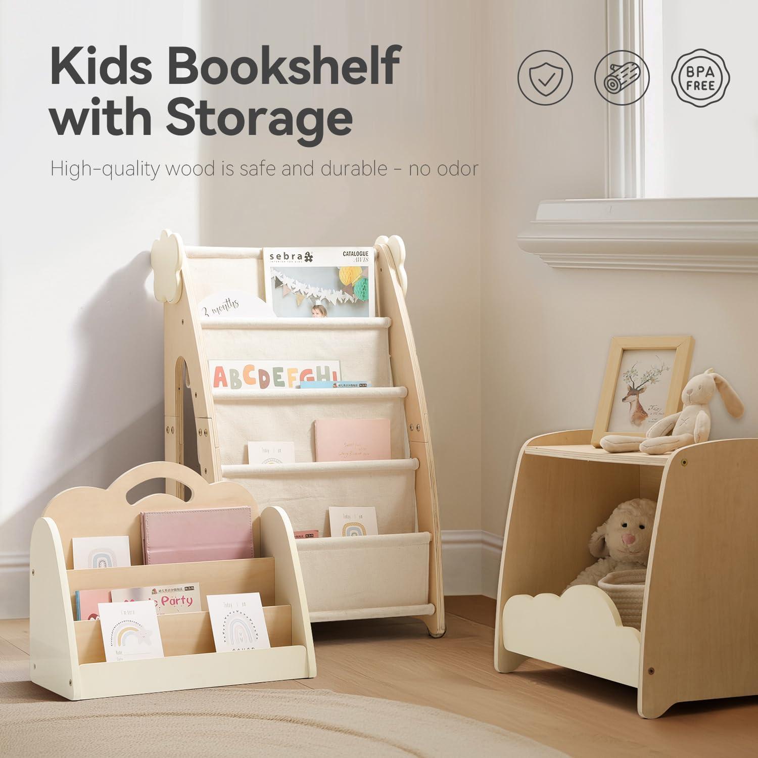 Estantería Modular para Niños Bopoobo 3 Piezas Madera Natural