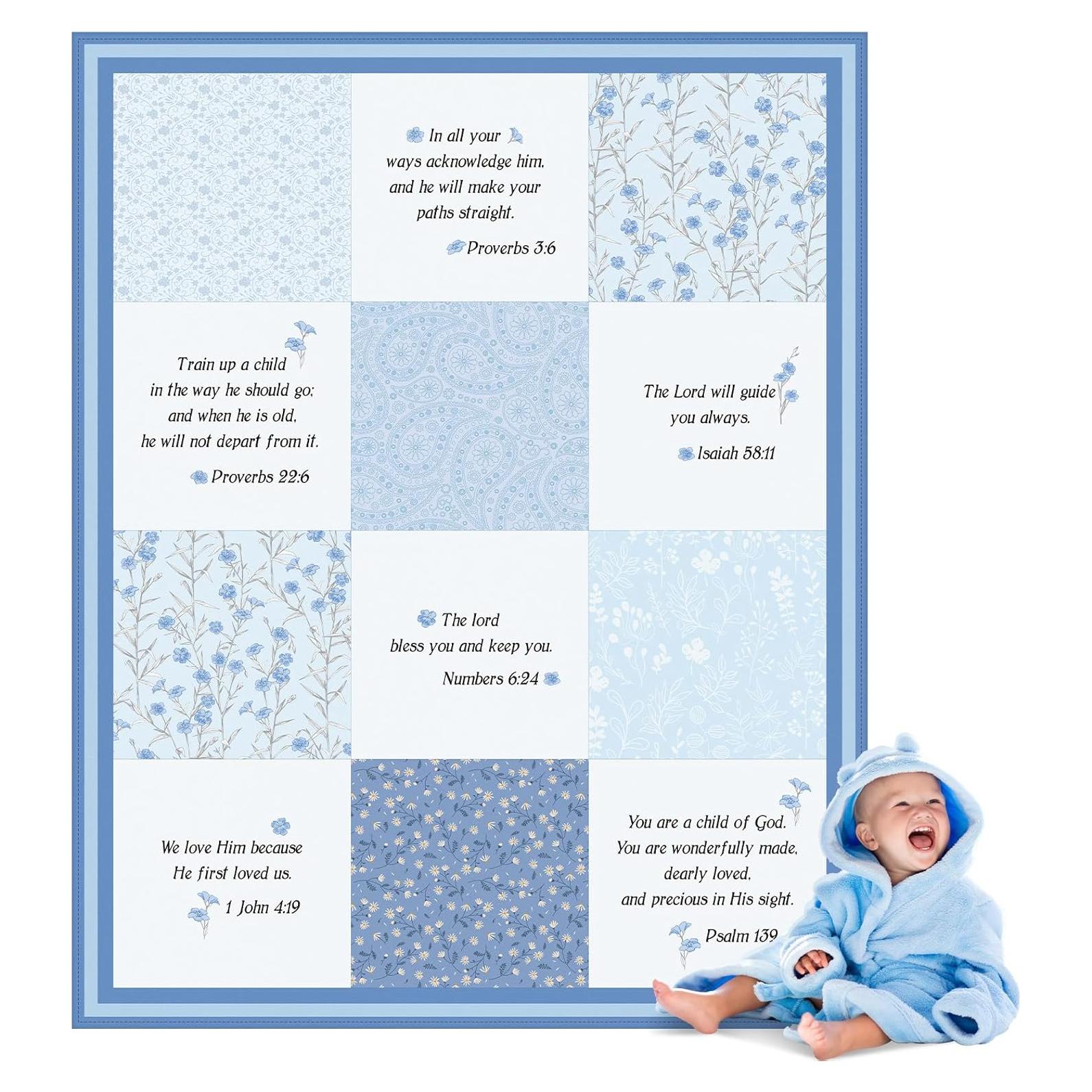 Manta de Recepción para Bebés Oudain 76x102 cm Azul Floral