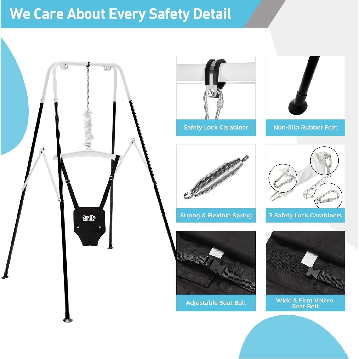 Columpio y Saltador 2 en 1 FUNLIO para Bebés - Negro