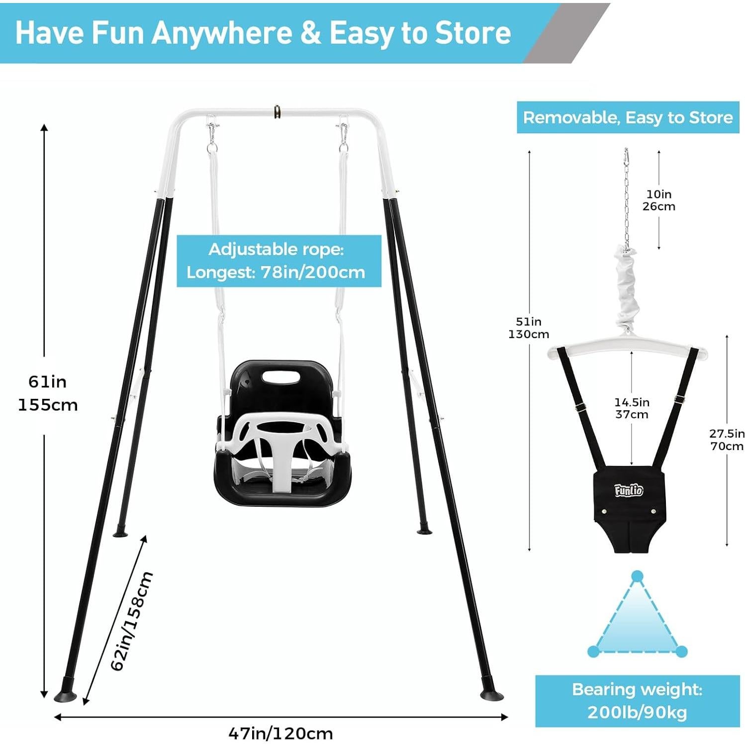 Columpio y Saltador 2 en 1 FUNLIO para Bebés - Negro