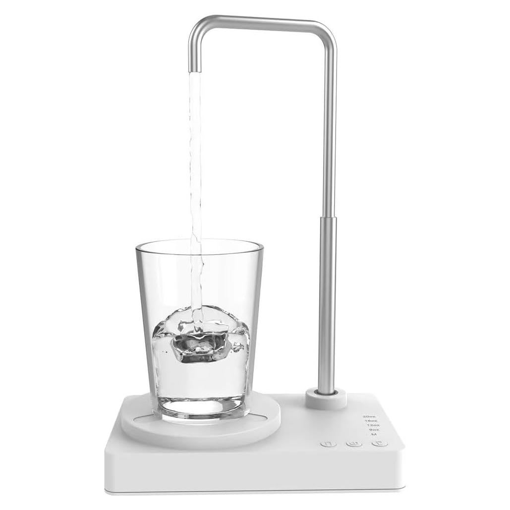 Desktop Water Dispenser 5 Gallon Mini Countertop Water Bottle Pump Portable Water Jug Dispenser Smart USB Rechargeable Water Dispenser Bottom Load for Home Office Camping Outdoor Travel (White)