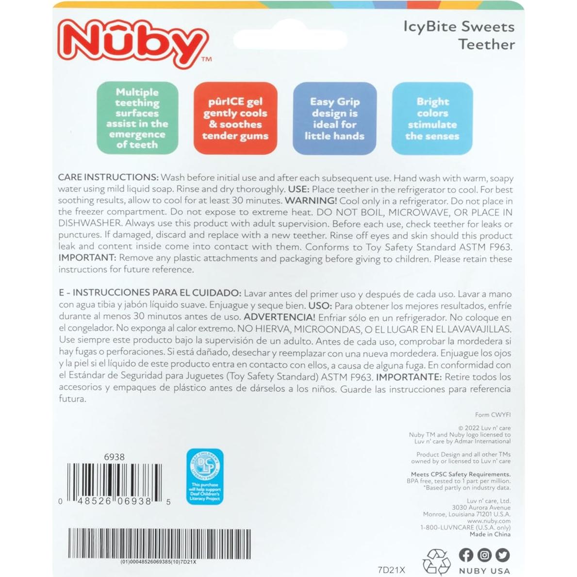 Anillo de Dentición IcyBite Nuby - Gel PureIce, Donut y Helado