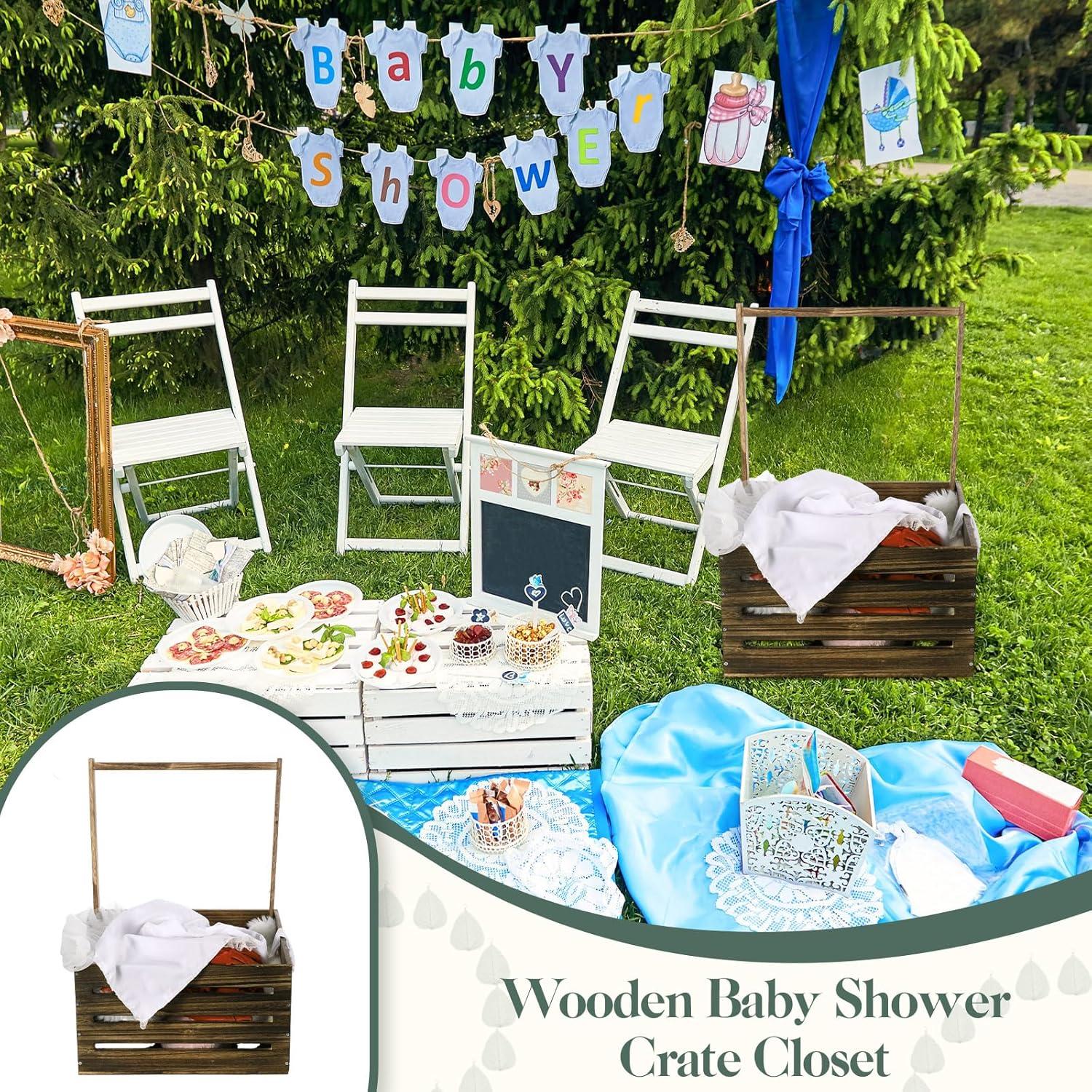 Caja de Madera para Baby Shower Suzile 41x30x20 cm Color Nogal