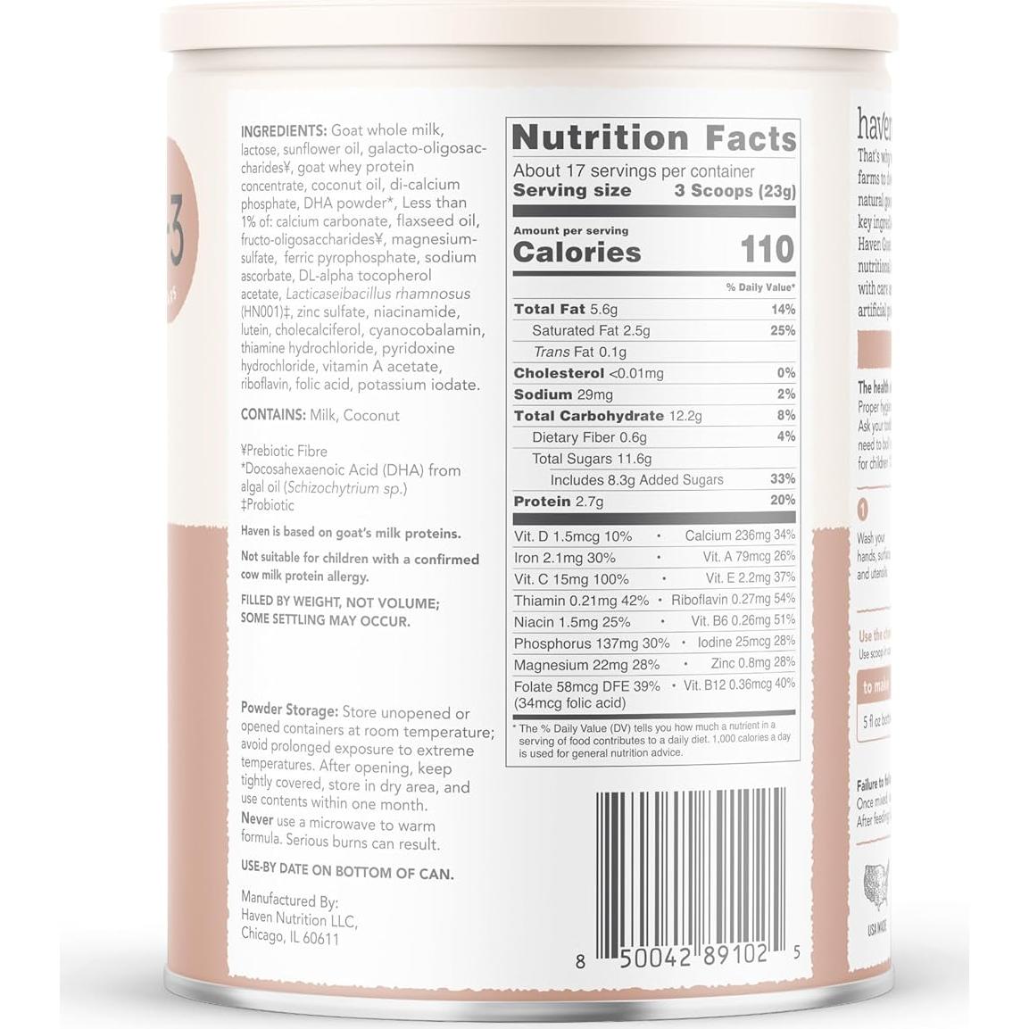 Fórmula para Niños Pequeños Haven Goat 400g - Leche de Cabra