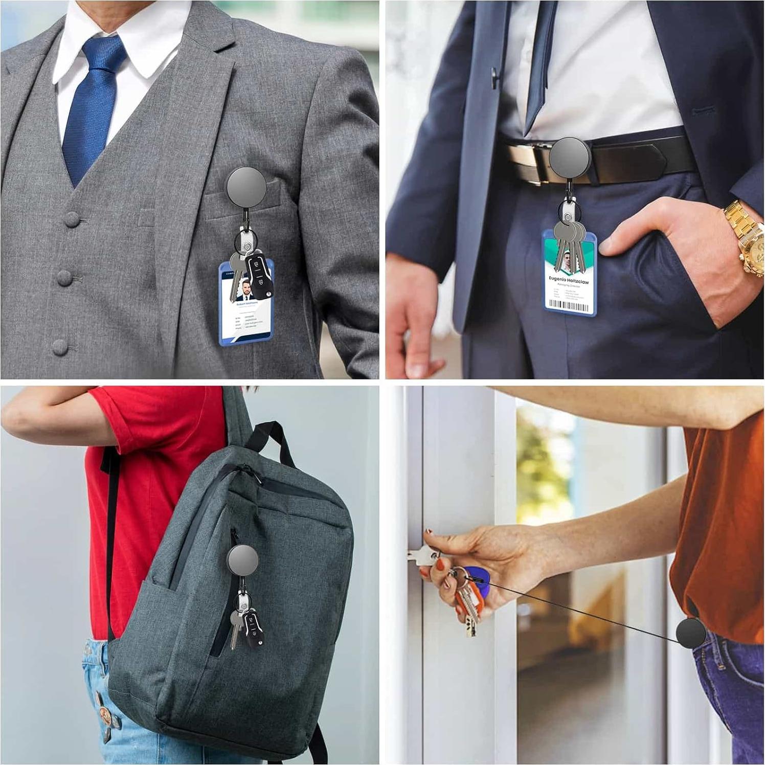 3 Pcs Portatarjetas Retráctiles Selizo Metal 68.58 cm