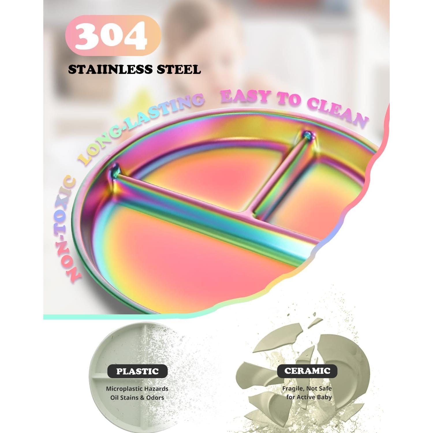 Platos Divididos de Acero Inoxidable Bakpoco - 4 Paquetes 20.32 cm