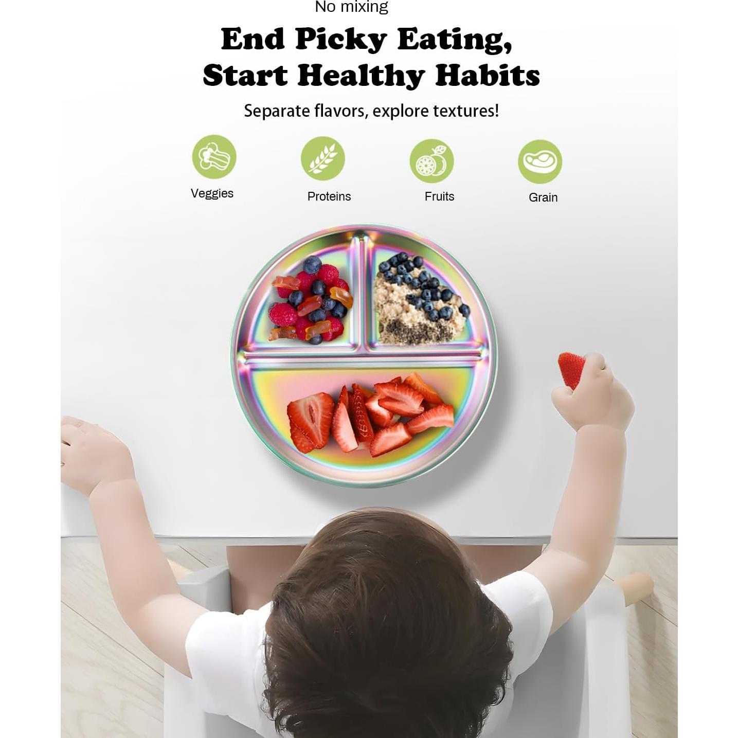 Platos Divididos de Acero Inoxidable Bakpoco - 4 Paquetes 20.32 cm