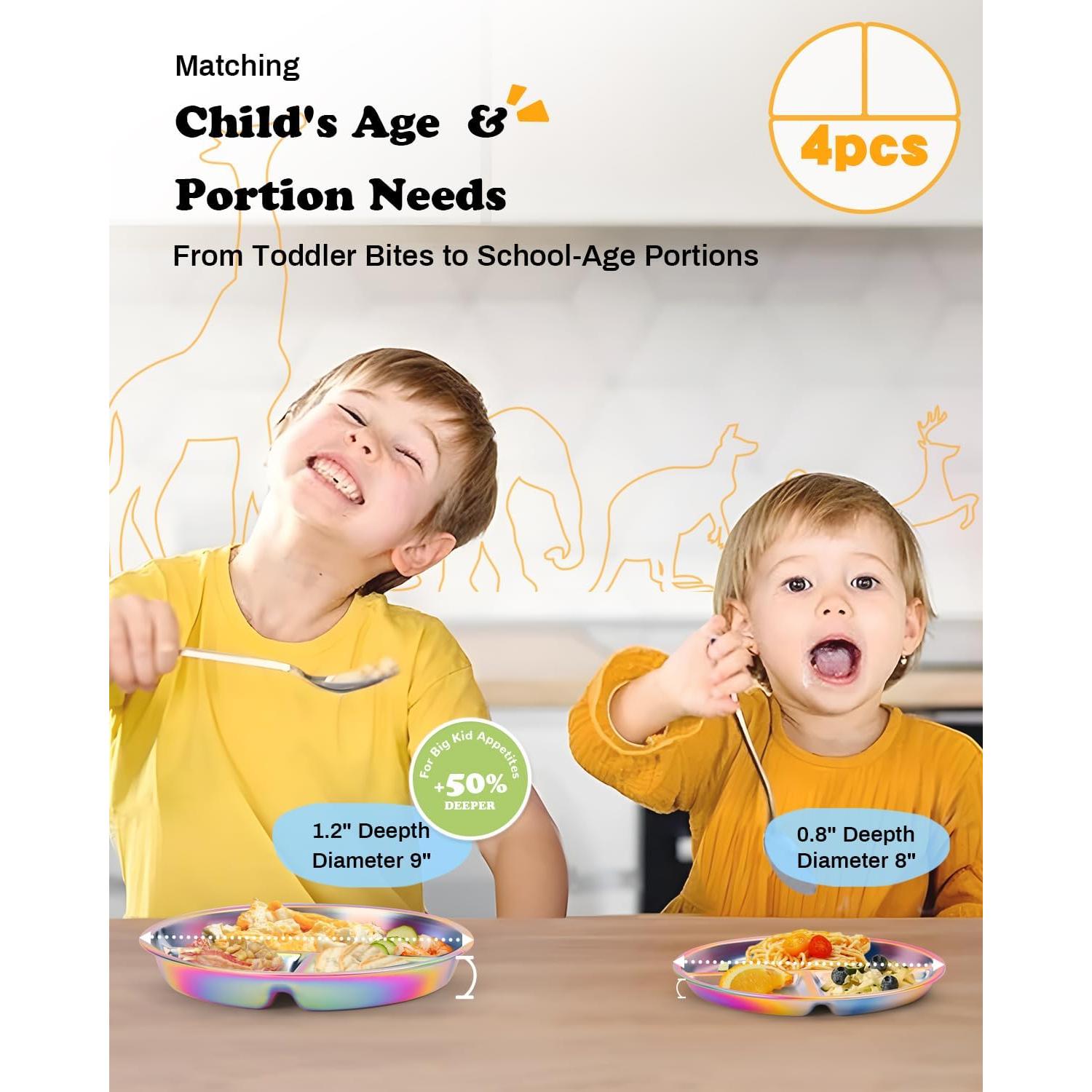 Platos Divididos de Acero Inoxidable Bakpoco - 4 Paquetes 20.32 cm