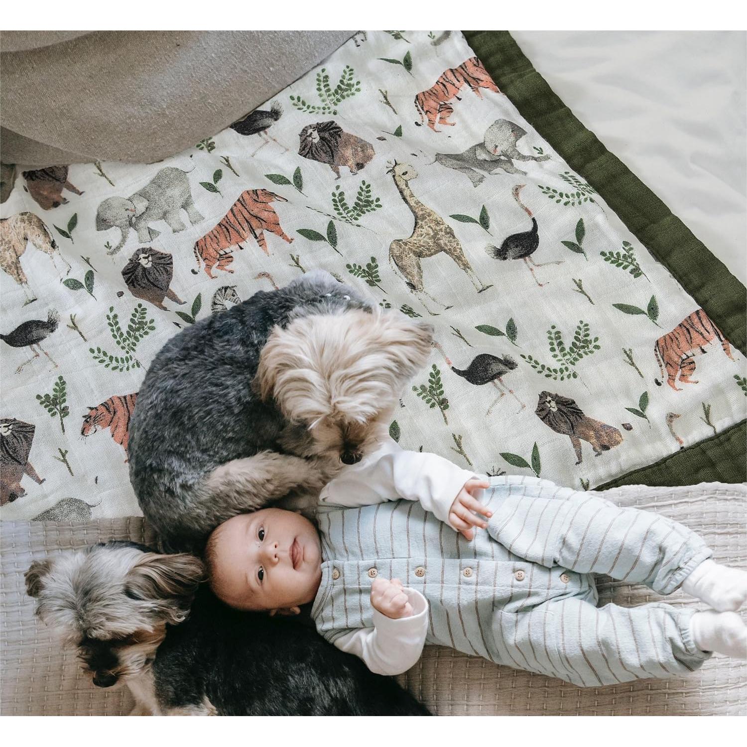 Manta de Muselina Little Jump 120x120 cm Jungla-2 Suave