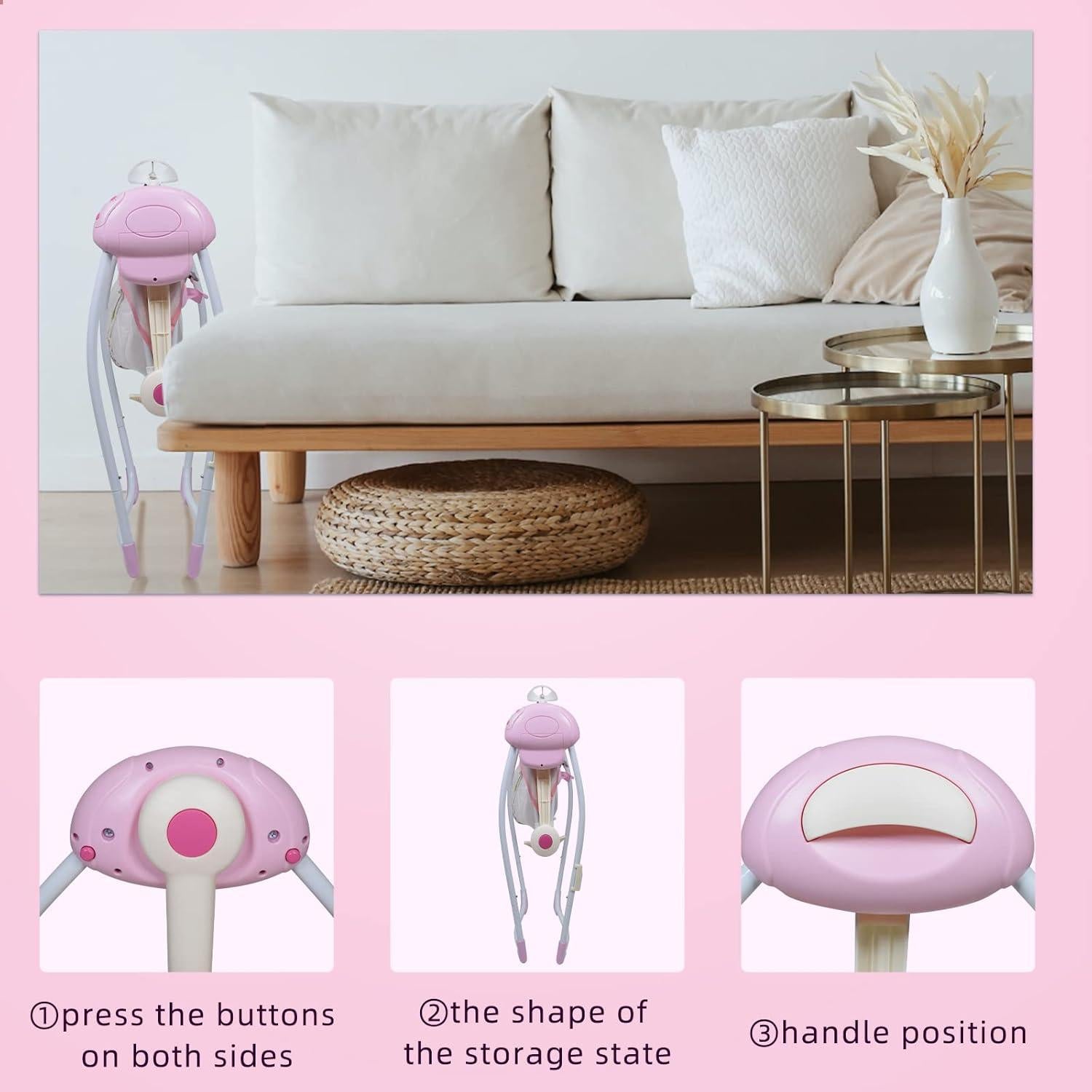 Silla Mecedora Plegable Comfort 25103 para Bebés con Música