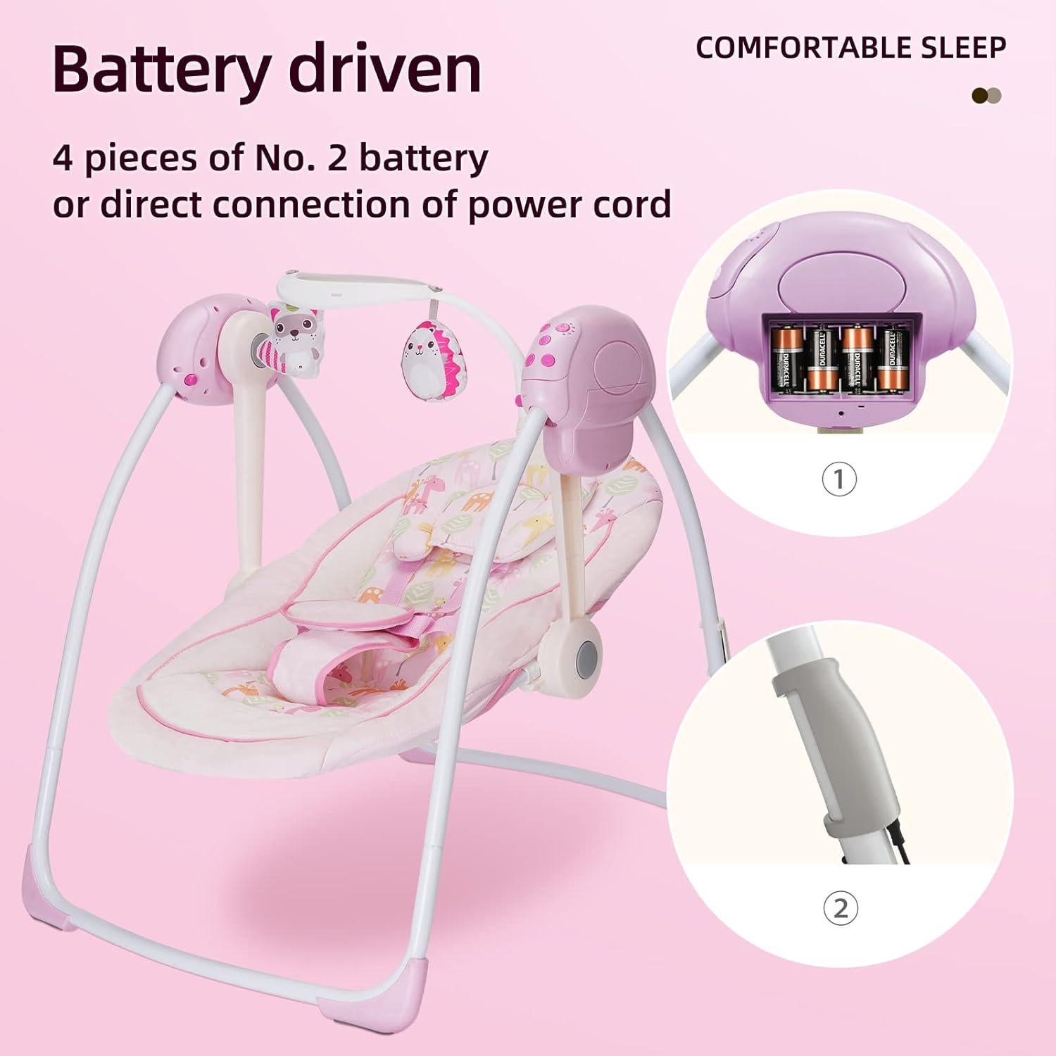 Silla Mecedora Plegable Comfort 25103 para Bebés con Música