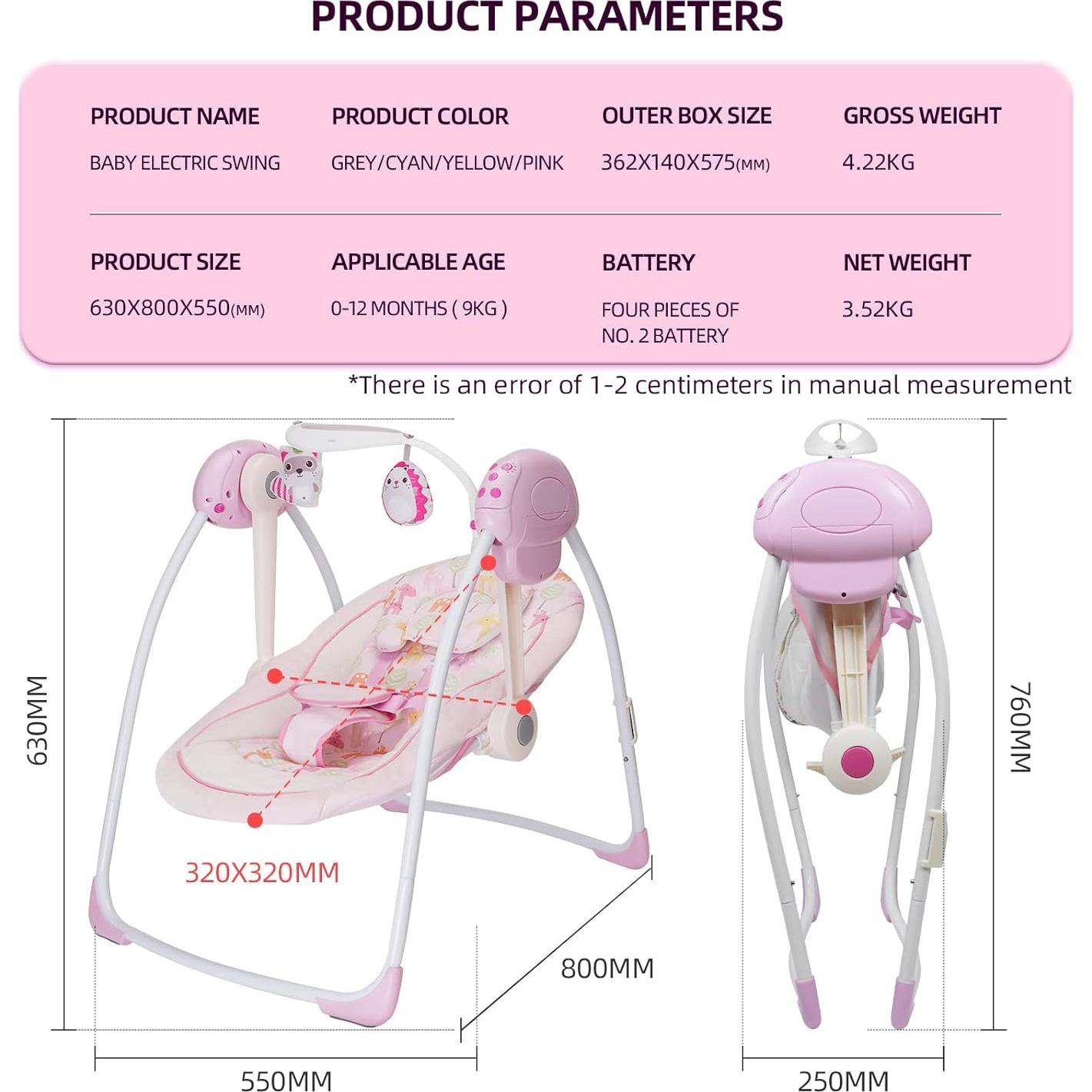 Silla Mecedora Plegable Comfort 25103 para Bebés con Música