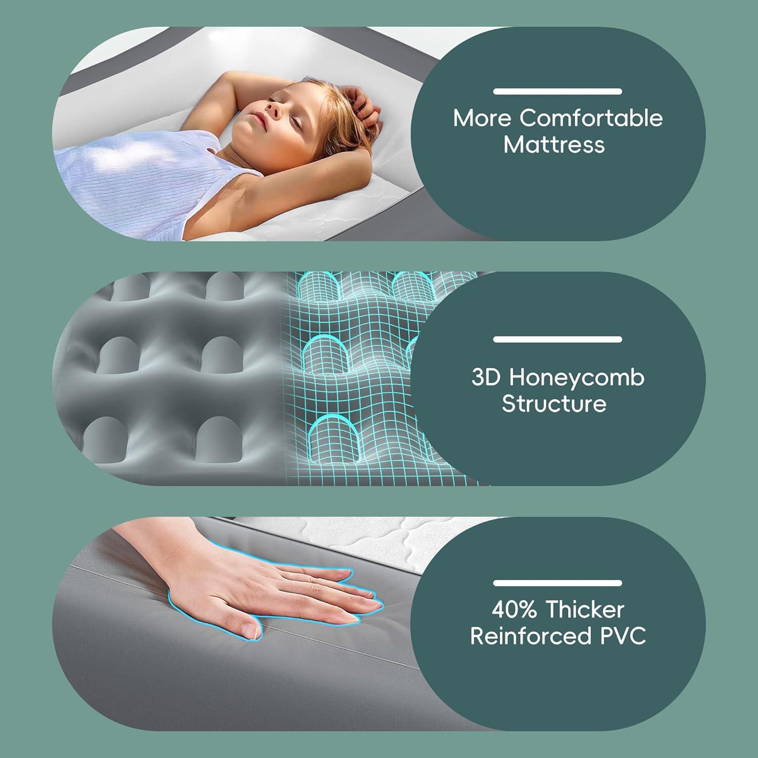 Cama de viaje inflable GloTika para niños 160x100 cm con sábana