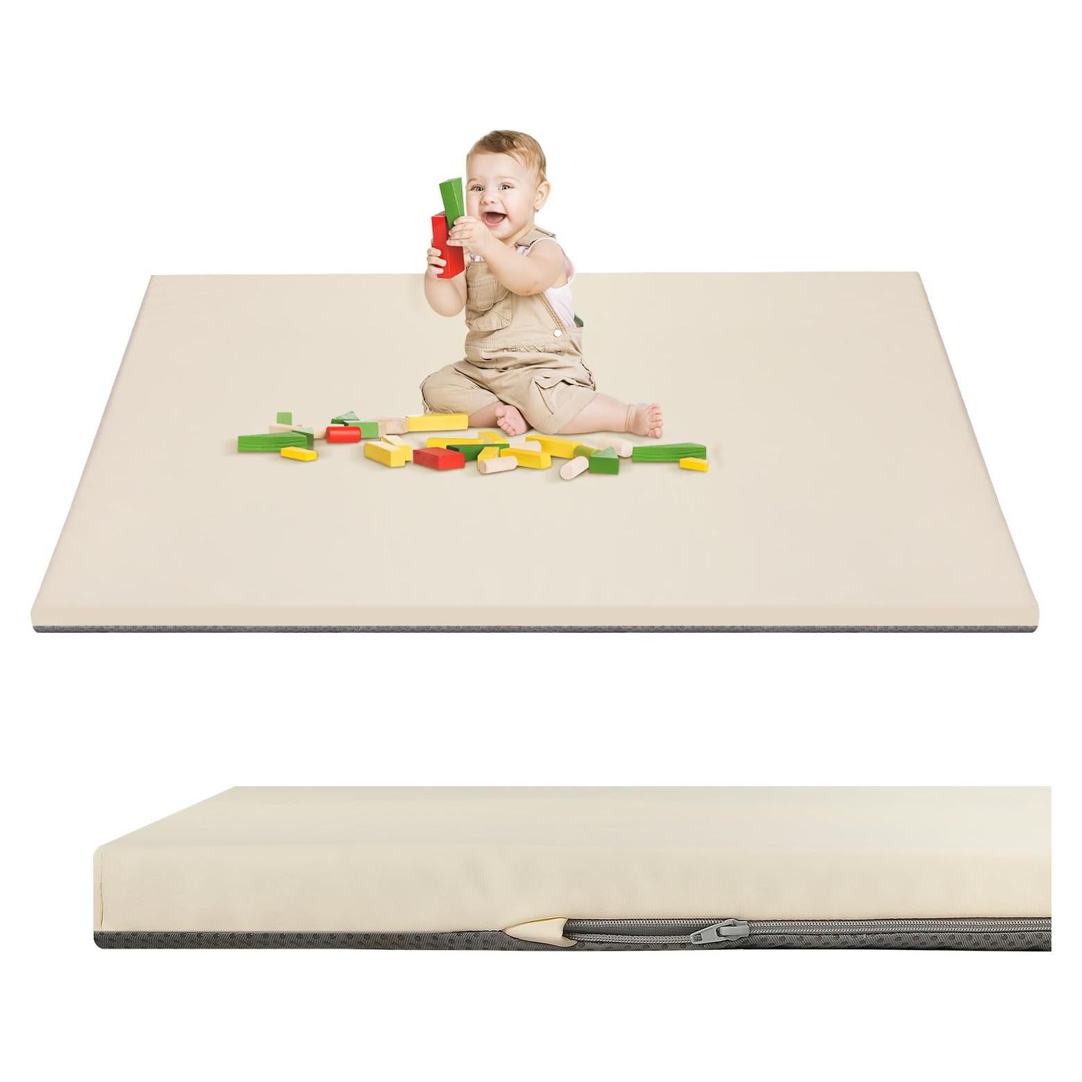Alfombra de Juego para Bebés 127x127 cm Cuero Vegano Antideslizante