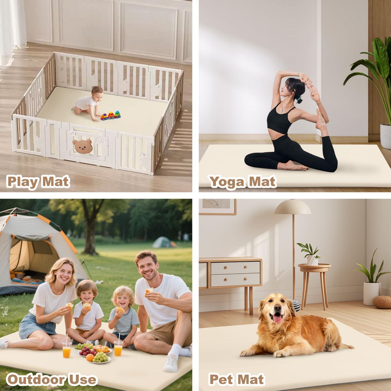 Alfombra de Juego para Bebés 127x127 cm Cuero Vegano Antideslizante